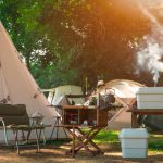camping cooking setup while camping