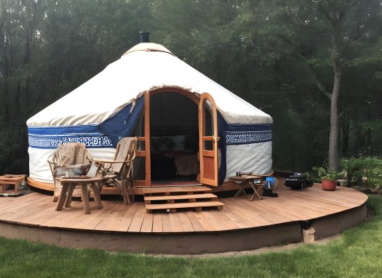 beautiful yurt tent setup for backyard glamping