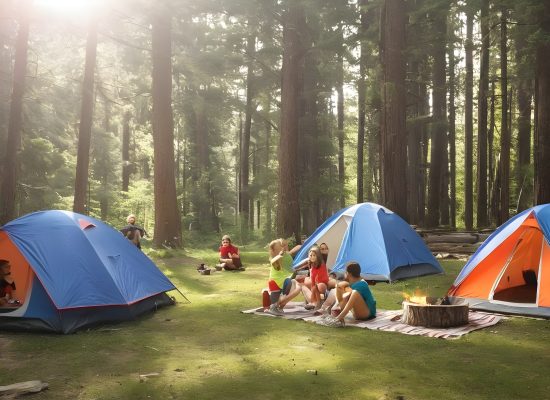 family camping in summer