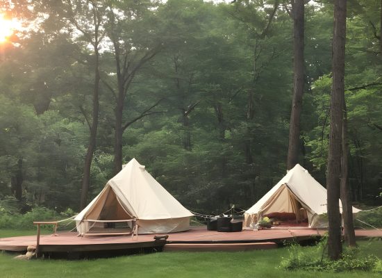 beautiful glamping site in forest