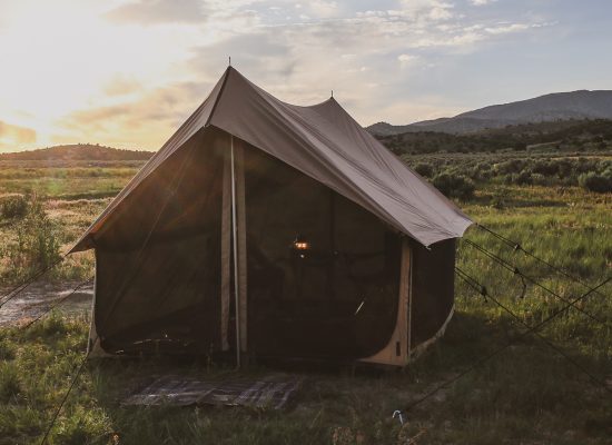 beautiful bell tent setup in the plains
