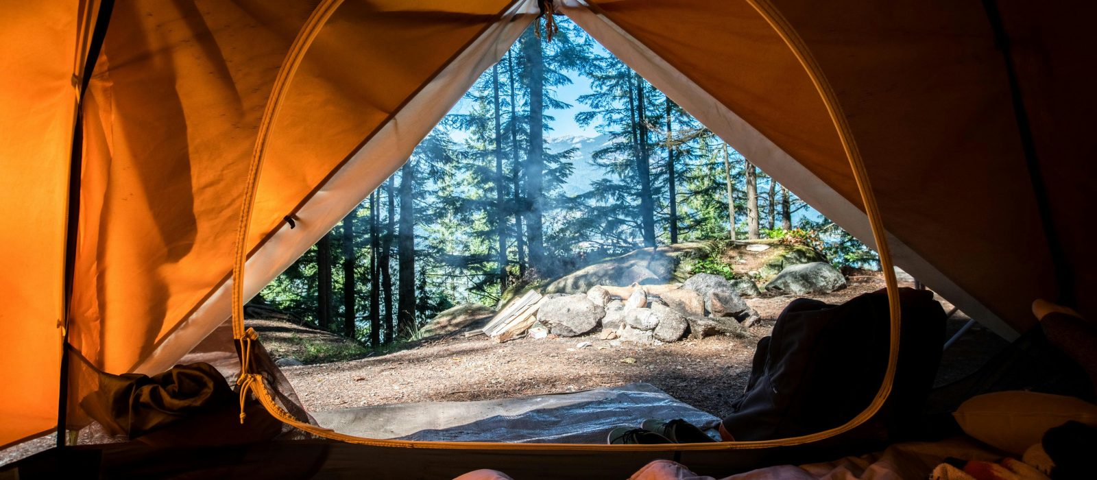 view of campsite from inside the tent