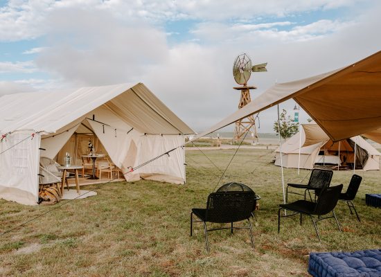 wall tent setup for glamping