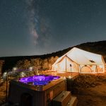 beautiful night view of luxury glamping