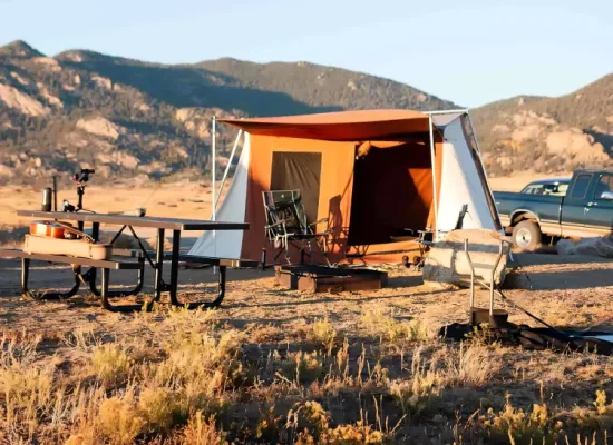 beautiful camping tent setup on sunny day