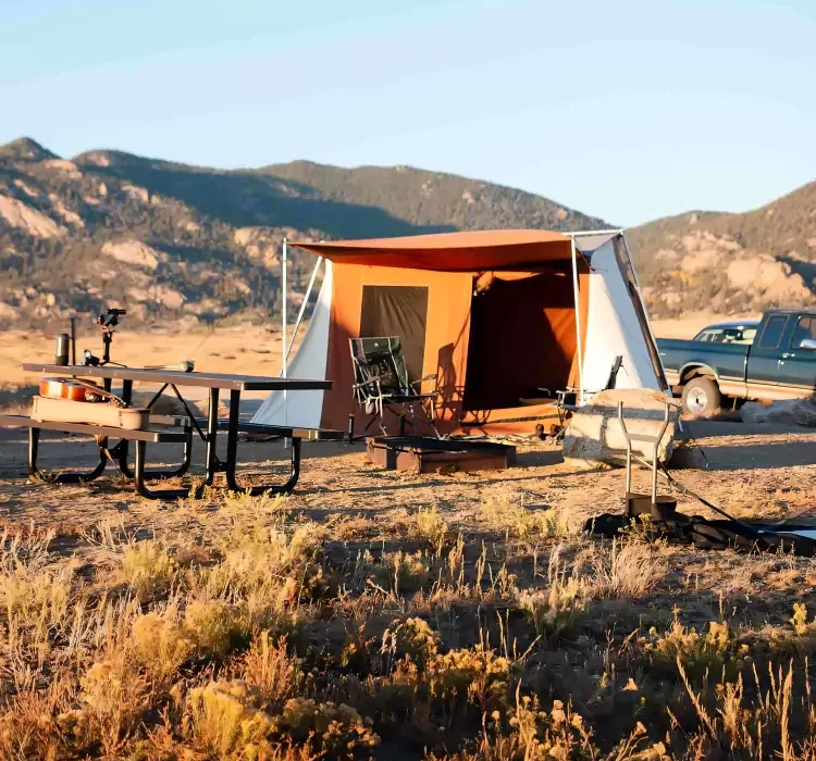 beautiful camping tent setup on sunny day