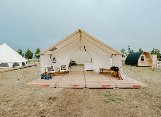 wall tent setup with perfect flooring