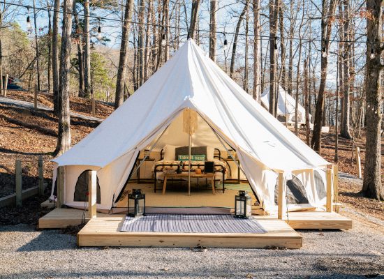 luxury glamping setup for perfect outdoors in fall season