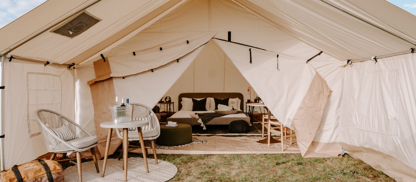 wall tent setup for luxury camping
