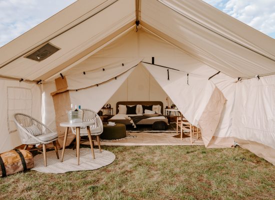 wall tent setup for luxury camping