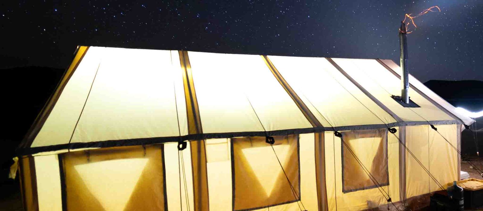 wall tent lighten up in night