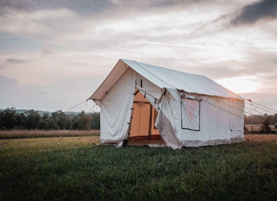 wall tent setup in nature