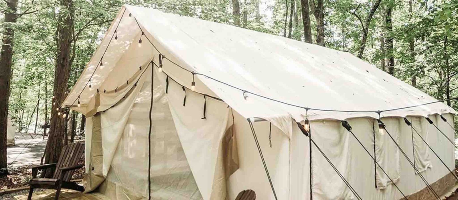 luxury wall tent setup for glamping