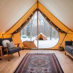 luxury glamping setup in winter for cozy experience