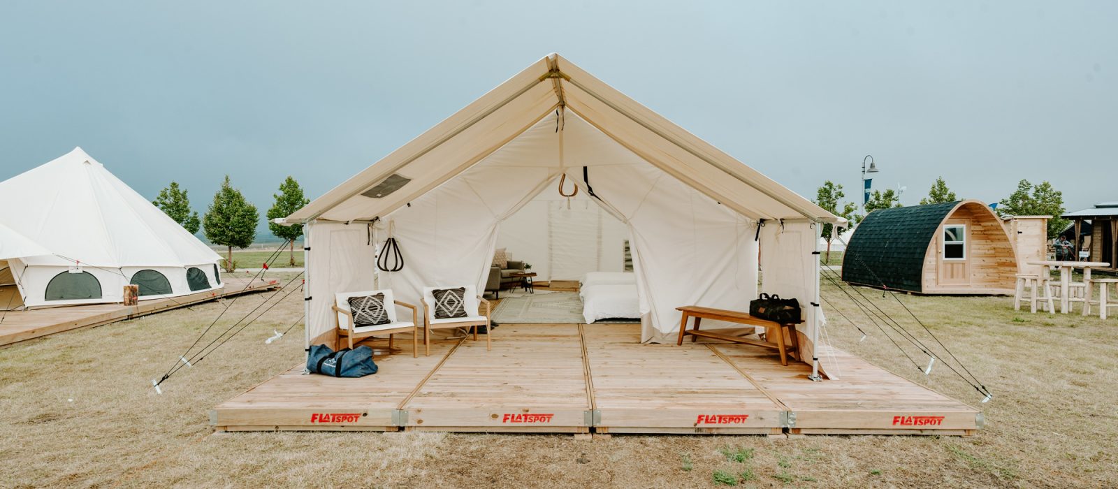 glamping tent setups on the camping site