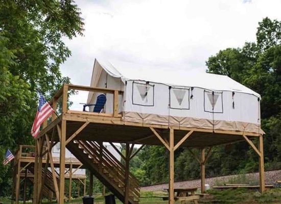 beautifull wall tent set up for glamping