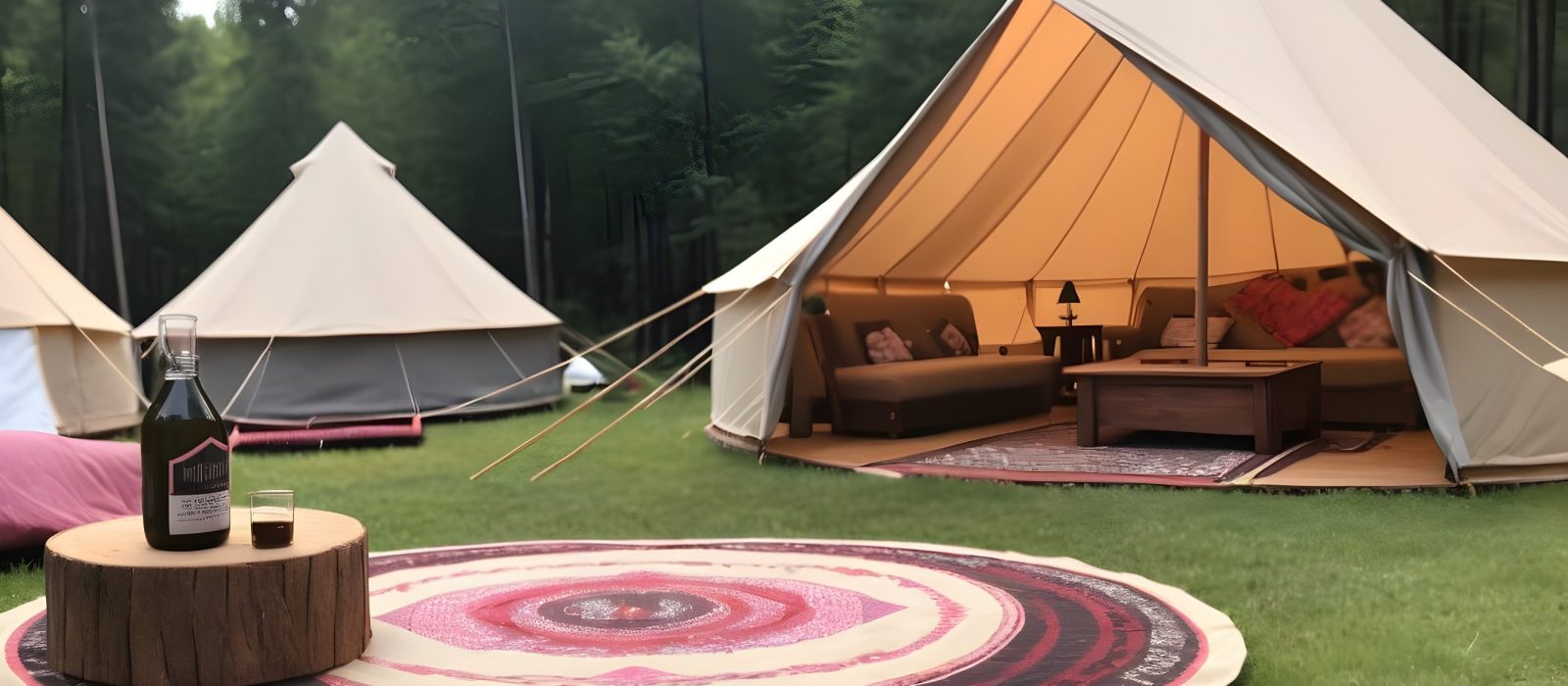 Luxury glamping setup on the glamping site