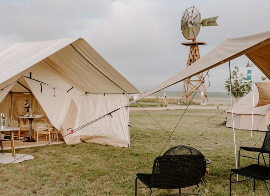 wall tent setup for outdoor event