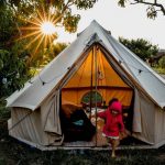 beautiful view of tent setup for camping
