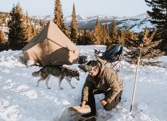 camping in winter with dog