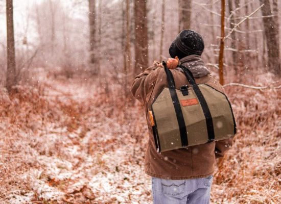 winter camping in forest