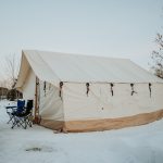 wall tent setup in the snow for perfect winter outdoors
