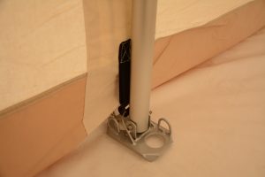 foot pole of the wall tent