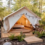 luxury camping setup with wall tent