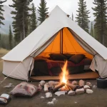 camping with wall tent