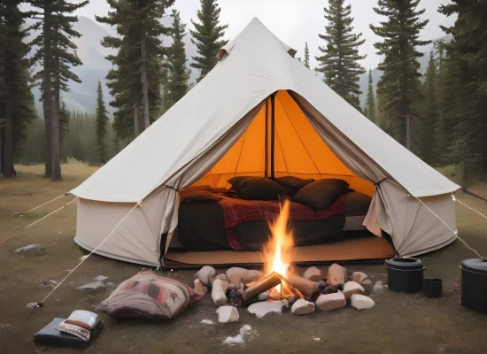 camping with wall tent