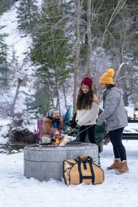cooking on campfire in winter camping