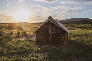 bell tent for camping in plains