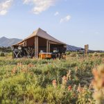 beautiful campsite in the mountains and plains