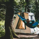 man enjoying solo camping with prota cabin tent