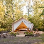 canvas wall tent setup for family camping