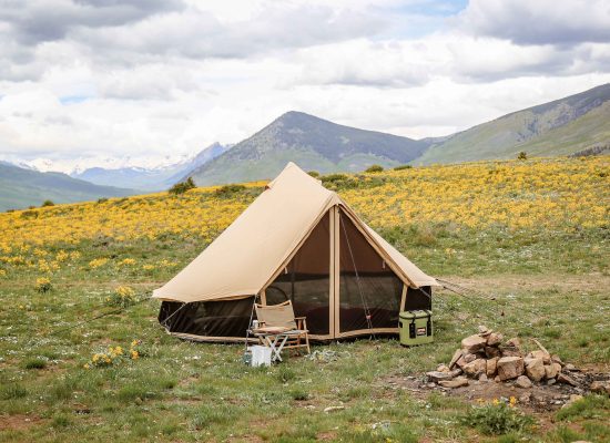 beautiful bell tent setup for camping in plains