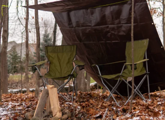 tarp shelter setup for camping under the stars