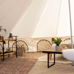 cozy bell tent interior setup