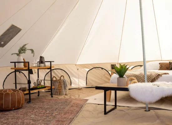 cozy bell tent interior setup