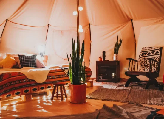 romantic glamping tent setup for perfect couple date