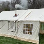 wall tent setup with accessories for
