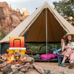 couple enjoying outdoors camping