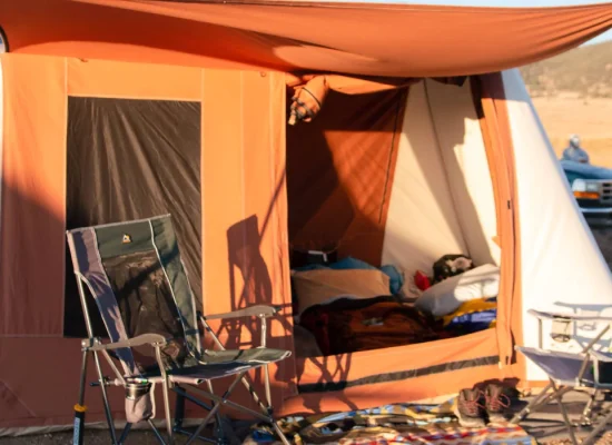 cabin tent setup for camping with maximize space