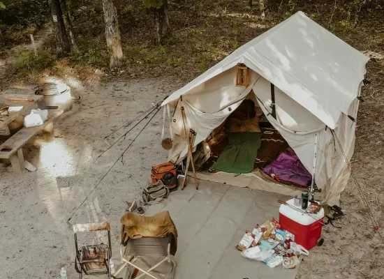 family camping tent setup for camping with all essentials