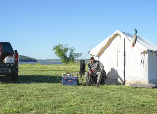 hunting tent setup for fishing while camping