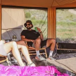 friends enjoying camping with proper ventilation accessories