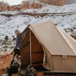 four season tent setup in snow