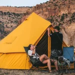 regatta bell tent setup in rocky mountains for hot tent camping