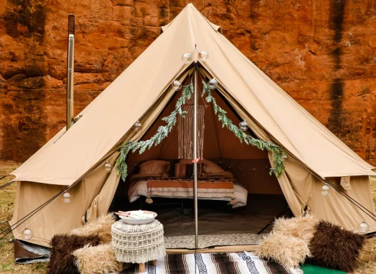 Luxury glamping tent with cozy accessories perfect for gifting outdoor lovers
