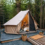 Solo glamping in a canvas tent surrounded by a peaceful forest